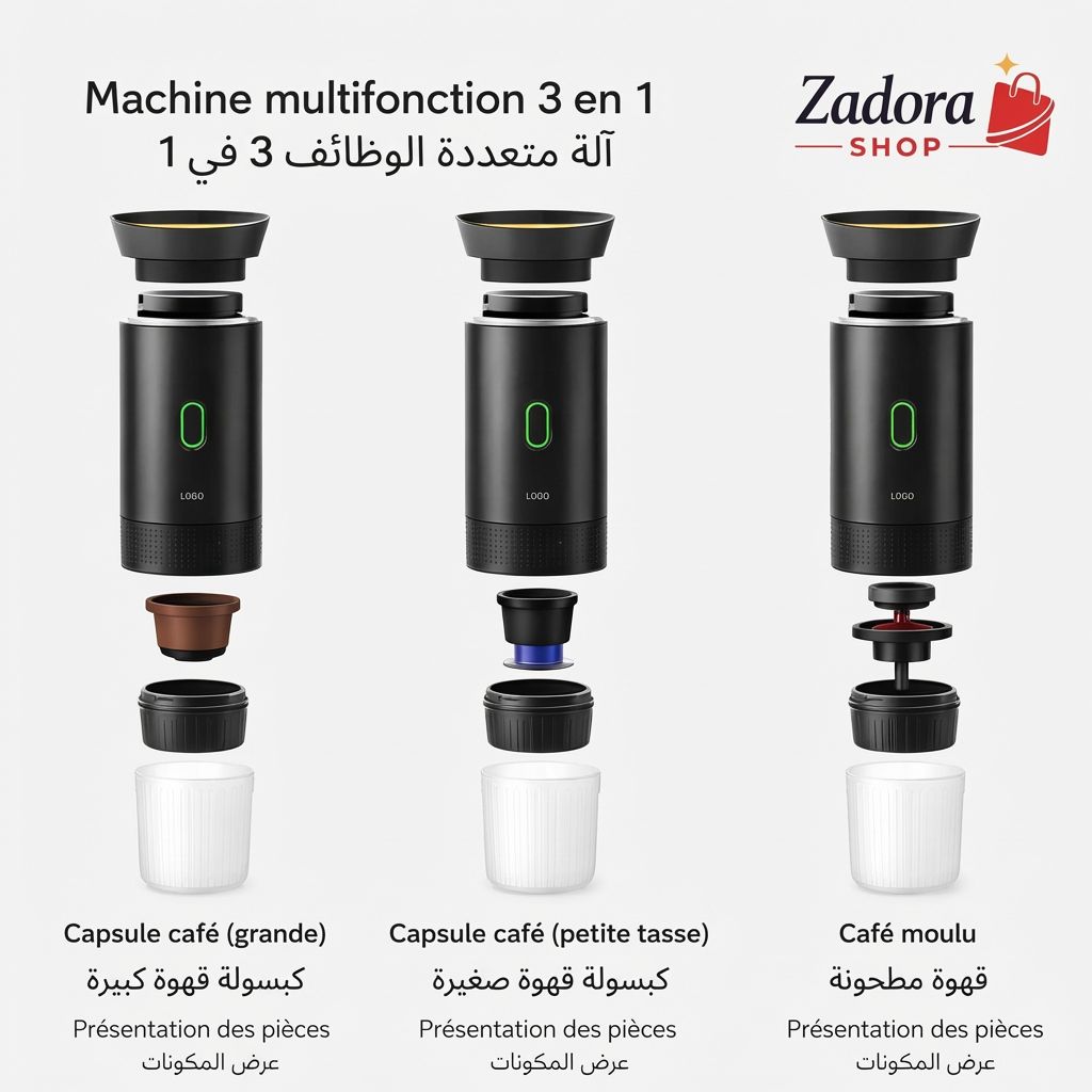 Machine à expresso portable 3 en 1 avec auto-chauffage